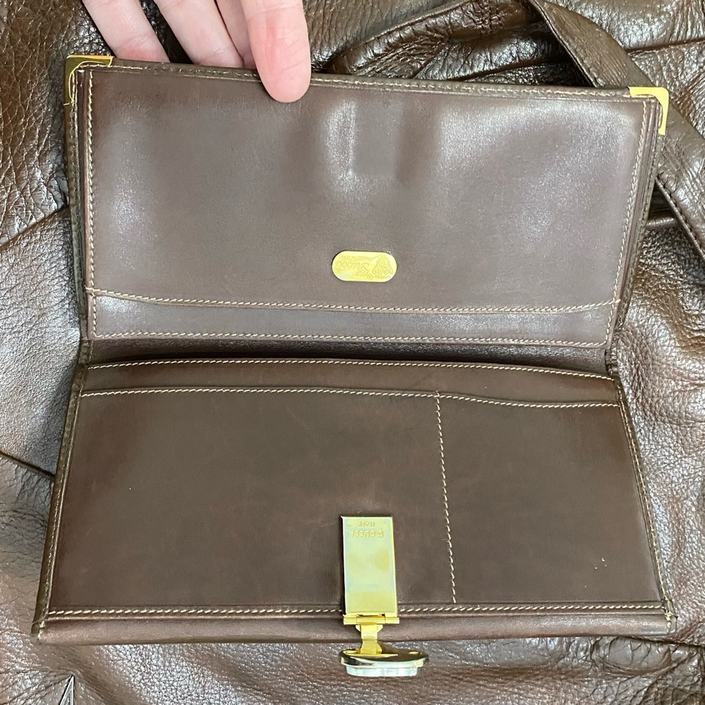 GUCCI vintage hinged continental wallet brown classic design GG  043 - Picture 7 of 8